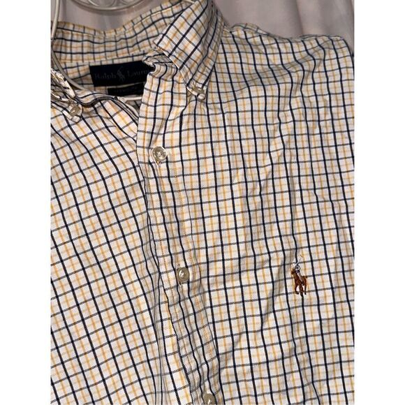 Good CONDITION Ralph Lauren Oxford Shirt Men's Size 17 1/2 Checkered Classics Bi - Picture 2 of 8
